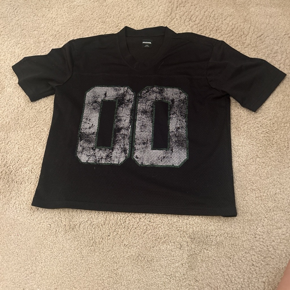 RSQ Black Mens Jersey with Bold Number Design